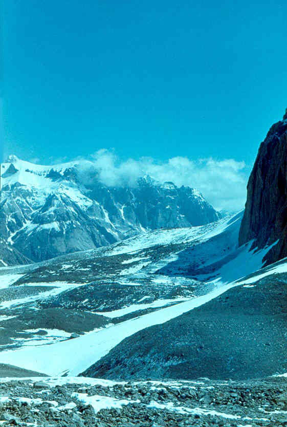 Алайский хребет и верховья Алайской долины ниже ледника Абрамова, высота 3800-4200 метров над уровнем моря